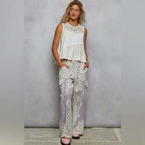 POL Round Neck Sleeveless Top with Crochet Contrast🆕